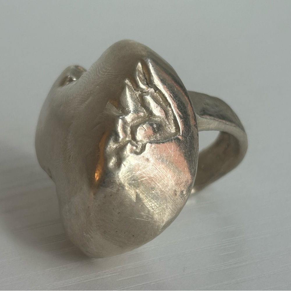 Vintage 925 Sterling Silver Heart Ring – Sculptural / Organic Design Size 6.5